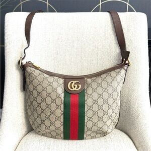 Gucci authentic Ophedia shoulder bag supreme monogram canvas gold GG medium